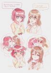  2girls artist_name biting biting_cheek bow brown_hair bulkobon cannibalism flower green_eyes hair_flower hair_ornament highres holding holding_ice_cream_cone how_i_taste_(meme) ice_cream_cone kiss kunikida_hanamaru kurosawa_ruby love_live! love_live!_sunshine!! meme multiple_girls red_hair speech_bubble thought_bubble yellow_eyes yuri 