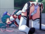  1girl 2000s_(style) all_fours ass ayahime_kurumi blue_hair blush breasts closed_eyes cum cum_on_clothes elbow_gloves female_masturbation game_asset gloves hair_ribbon large_breasts lemmtear_theta long_hair magical_girl mahou_senshi_(series) mahou_senshi_lemmtear_knights masturbation night nipples non-web_source official_art open_mouth orgasm outdoors panties purple_panties pussy_juice ribbon saitou_natsuki self-datamine skirt solo thighhighs top-down_bottom-up underwear variant_set visual_novel_cg wet wet_clothes wet_panties white_thighhighs 