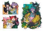  +_+ 3girls absurdres alternate_costume animal_ears baby_animal bird bird_wings black_bow black_cat black_shirt blue_shirt book bow braid buttons cat cat_ears cat_tail chest_eye collared_shirt commentary_request disembodied_linked_eye doggo_1d34 extra_ears eyeball feathered_wings frilled_shirt_collar frills green_pants hair_bow hair_ornament hairband heart heart_button heart_hair_ornament highres holding holding_book kaenbyou_rin kaenbyou_rin_(cat) komeiji_satori lion long_hair multiple_girls multiple_tails musical_note nekomata open_book open_mouth pants pink_skirt purple_eyes purple_hair reading red_hair reiuji_utsuho shirt short_sleeves signature skirt smile spoken_musical_note tail toucan touhou twin_braids twitter_username two_tails unfinished very_long_hair white_shirt wings 