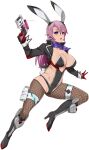  1girl :o animal_ears bandana blue_eyes blush boots breasts choukou_(alicesoft) choukou_taisen_escalation_heroines cleavage covered_navel fake_animal_ears fake_tail fishnets full_body gloves gun handgun high_heel_boots high_heels highleg highleg_leotard holding holding_gun holding_weapon holster jacket kusaka_souji large_breasts leotard long_hair long_sleeves looking_at_viewer magical_girl official_art open_mouth pink_hair playboy_bunny purple_eyes purple_hair rabbit_ears rabbit_tail red_gloves shou_tsukasa solo tail thigh_holster thigh_strap thighhighs third-party_source transparent_background weapon 