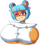  activision alpha_channel anthro bandicoot big_breasts blue_hair breasts clothing crash_bandicoot_(series) eyeshadow female hair happy huge_breasts looking_at_viewer makeup mammal marsupial megumi_bandicoot one_eye_closed open_mouth open_smile pink_eyes pokumii side_boob slime smile solo tight_clothing video_games wink 