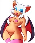  anthro blue_eyes breasts chiropteran clothing convenient_censorship eyeshadow female half-closed_eyes hi_res leggings legwear lips lipstick looking_at_viewer macaronneko makeup mammal medium_breasts membrane_(anatomy) membranous_wings narrowed_eyes nipples nude pasties rouge_the_bat simple_background solo sonic_the_hedgehog_(series) standing stockings thick_lips thick_thighs thigh_highs white_background wide_hips wings 