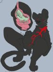  anthro black_body black_fur digestion duo felid fur male mammal melanistic pantherine red_eyes red_tattoo size_difference smaller_male tinydumbkity unseenpanther vore 