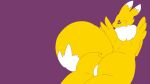  ambiguous_gender anthro blue_eyes butt canid digimon digimon_(species) dipstick_tail facial_markings fur head_markings hi_res looking_back mammal markings multicolored_tail nautile rear_view renamon simple_background solo wallpaper widescreen yellow_body yellow_fur 