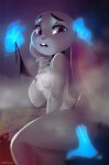  2021 ambiguous_gender anthro assisted_exposure bra breasts clothed clothing disembodied_hand disney ears_down female female/ambiguous female_focus ghost grey_body group hi_res judy_hopps lagomorph leporid mammal nipples ouija_board pivoted_ears purple_eyes rabbit rin_tyan solo_focus spirit topless underwear zootopia 