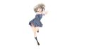  1girl :d anime_coloring black_socks blue_eyes brown_shoes dress floating_hair four-finger_heart_hands full_body grey_dress grey_hair heart heart_hands highres leg_up loafers looking_at_viewer love_live! love_live!_superstar!! negative_space official_art open_mouth outstretched_arms pinafore_dress pleated_skirt school_uniform shirt shoes short_dress short_hair short_sleeves simple_background skirt sleeveless sleeveless_dress smile socks solo tachi-e tang_keke teeth transparent_background upper_teeth_only white_shirt yuigaoka_school_uniform 