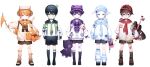  5boys :d aged_down arm_up backpack backwards_hat bag bandaid bandaid_on_face bandaid_on_knee bandaid_on_leg bandaid_on_nose baseball_bat baseball_cap baseball_mitt black_hair black_shoes black_shorts black_socks blue_eyes blue_hair blue_leg_warmers book bow bowtie bucket camera candy character_name commentary english_commentary expressionless fang flag food frown gauze gauze_on_cheek gauze_on_knee green_eyes half-closed_eyes hand_in_pocket handheld_game_console hat highres holding holding_book holding_candy holding_flag holding_food holding_handheld_game_console holding_lollipop iro_cloud koyo_tempest leg_warmers legwear_garter loafers lollipop long_sleeves looking_at_viewer loose_necktie male_focus mob_cap multiple_boys name_tag necktie newsboy_cap nino_sunday official_art orange_eyes orange_hair oto_rainy purple_bow purple_bowtie purple_eyes purple_hair purple_hat randoseru red_eyes red_hat red_necktie robo_frostor round_eyewear shoes short_hair shorts skin_fang skoshism sleeve_rolled_up smile socks standing straight-on striped_leg_warmers stuffed_animal stuffed_fox stuffed_ghost stuffed_toy sweater tamagotchi_(virtual_pet) thighs virtual_pet_(toy) virtual_youtuber white_sweater zetto023 