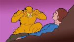  2021 5_fingers anthro beaten clothed clothing duo fingers garfield_(series) garfield_the_cat hi_res humanoid humor invincible_(comics) jon_arbuckle lying lying_on_ground male meme on_back think_mark_think! unknown_artist yellow_body 