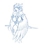  anthro avian beak bird breasts decidueye eyewear feathered_wings feathers featureless_breasts female gabe_(onom) glasses hair hi_res nintendo non-mammal_breasts pok&eacute;mon pok&eacute;mon_(species) royalty_(artist) sketch smile solo tail_feathers video_games wings 