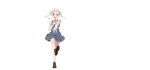  1girl :d anime_coloring arashi_chisato black_socks brown_shoes collared_shirt double_bun dress full_body grey_dress hair_bun hand_on_own_chest highres leg_up loafers long_hair love_live! love_live!_superstar!! neck_ribbon negative_space offering_hand official_art open_mouth outstretched_arm pinafore_dress pleated_dress red_eyes red_ribbon ribbon school_uniform shirt shoes short_dress short_sleeves simple_background sleeveless sleeveless_dress smile socks solo summer_uniform tachi-e teeth transparent_background twintails upper_teeth_only white_hair white_shirt yuigaoka_school_uniform 