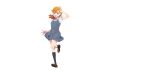  1girl anime_coloring arm_up black_skirt brown_shoes collared_shirt dress flipped_bangs full_body grey_dress highres kneehighs loafers long_hair love_live! love_live!_superstar!! neck_ribbon negative_space official_art open_hand orange_hair pinafore_dress pleated_dress purple_eyes red_ribbon ribbon salute school_uniform shibuya_kanon shirt shoes short_dress short_sleeves simple_background skirt sleeveless sleeveless_dress socks solo summer_uniform tachi-e transparent_background white_shirt yuigaoka_school_uniform 