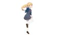  1girl :d ;d \m/ anime_coloring blonde_hair blue_jacket blunt_bangs breasts brown_shoes collared_shirt dress floating_hair foreshortening full_body green_eyes grey_dress grin hairband heanna_sumire highres jacket loafers long_hair long_sleeves looking_at_viewer love_live! love_live!_superstar!! neck_ribbon negative_space official_art one_eye_closed open_clothes open_jacket outstretched_arm pinafore_dress pointing pointing_at_viewer red_hairband red_ribbon ribbon school_uniform shirt shoes short_dress simple_background sleeveless sleeveless_dress smile solo standing straight_hair tachi-e thighhighs transparent_background white_shirt white_thighhighs winter_uniform yuigaoka_school_uniform zettai_ryouiki 