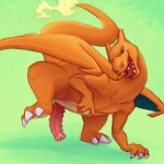  1:1 big_penis charizard claws concoction_(artist) dragon erection feral fire flaming_tail genitals hi_res male nintendo open_mouth orange_body orange_scales penis pok&eacute;mon pok&eacute;mon_(species) scales scalie sharp_teeth solo teeth tongue video_games wings 