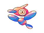  00tamakichi arms_up full_body highres horns no_humans pokemon pokemon_(creature) pokemon_focus porygon-z ringed_eyes simple_background single_horn white_background yellow_eyes 