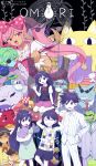  artist_name aubrey_(headspace)_(omori) aubrey_(omori) ball_and_chain_(weapon) basil_(omori) black_hair blue_skin bow bread bread_slice character_request checkered_clothes checkered_shirt colored_sclera colored_skin commentary_request copyright_name crocodile crocodilian eyepatch food fruit grapes green_hair green_shirt grid_teeth grin gun hair_bow hand_up headset heart highres holding holding_gun holding_weapon jam jar necktie omori picnic_basket pineapple pink_bow pink_skirt ponto1588 purple_hair rabbit red_eyes shark sharp_teeth shirt sitting skirt smile spiked_ball_and_chain sunny_(omori) sweetheart_(omori) tan teeth toast vertical-striped_suit weapon yellow_eyes yellow_sclera yellow_shirt 