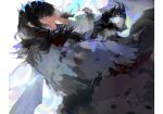  1boy arthropod_boy arthropod_limbs black_hair blue_eyes cape chinese_commentary commentary_request crown diamond_hairband dragonfly_wings fate/grand_order fate_(series) fur-trimmed_cape fur_trim highres insect_wings looking_at_viewer male_focus medium_hair oberon_(fate) oberon_(third_ascension)_(fate) parted_lips solo tibetbeichen wings 