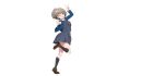  1girl :p ;p anime_coloring arms_up black_socks blue_eyes blue_jacket brown_shoes collared_shirt dress floating_hair full_body grey_dress grey_hair highres jacket kneehighs leg_up loafers looking_at_viewer love_live! love_live!_superstar!! negative_space official_art one_eye_closed open_clothes open_jacket outstretched_arm pleated_dress school_uniform shirt shoes short_dress short_hair simple_background socks solo tachi-e tang_keke tongue tongue_out transparent_background v w white_shirt winter_uniform yuigaoka_school_uniform 