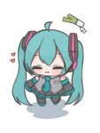  1girl :t ahoge blush_stickers chibi chibi_only closed_eyes closed_mouth commentary_request cursor detached_sleeves double-parted_bangs full_body green_hair green_necktie hatsune_miku heart lifted_by_cursor long_hair necktie simple_background solo spring_onion standing tie_clip tina_muchimu twintails very_long_hair vocaloid white_background 