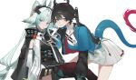  absurdres animal_ears arcane_(arknights) arknights arknights:_endfield bird_ears bird_girl blue_horns blue_jacket blue_tail cape chen_qianyu_(arknights) commentary dragon_girl dragon_horns dragon_tail eastern_dragon_horns eastern_dragon_tail english_commentary facial_mark forehead_mark gloves head_wings highres horns jacket layered_sideboob multicolored_cape multicolored_gloves multicolored_tail paszuto red_thighhighs scales tail thighhighs two-sided_cape two-sided_fabric two-sided_gloves two-tone_cape two-tone_gloves wings 