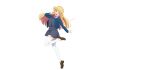  1girl :d anime_coloring blonde_hair blue_jacket brown_shoes collared_shirt dress floating_hair full_body green_eyes grey_dress hairband heanna_sumire highres jacket leg_up loafers long_sleeves looking_at_viewer love_live! love_live!_superstar!! neck_ribbon negative_space official_art open_clothes open_hand open_jacket open_mouth outstretched_arm pinafore_dress pleated_dress pointing pointing_at_viewer red_hairband red_ribbon ribbon school_uniform shirt shoes short_dress simple_background skindentation sleeveless sleeveless_dress smile solo straight_hair tachi-e thighhighs transparent_background uneven_eyes white_shirt white_thighhighs winter_uniform yuigaoka_school_uniform zettai_ryouiki 