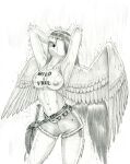 anthro anthrofied areola baron_engel big_breasts bottomwear breasts clothing equid equine erect_nipples eyes_closed feathered_wings feathers female fluttershy_(mlp) friendship_is_magic graphite_(artwork) hands_behind_head hasbro hi_res hotpants mammal midriff monochrome my_little_pony navel nipples open_mouth pegasus pencil_(artwork) raining shirt shorts solo spread_wings topwear traditional_media_(artwork) translucent translucent_clothing translucent_shirt translucent_topwear wet wet_clothing wet_shirt wet_topwear whip wings 