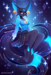  2021 absurd_res amber_eyes anthro black_body black_fur breasts digital_media_(artwork) eeveelution eyebrows eyelashes feet female fingers fur hi_res koveliana nintendo pok&eacute;mon pok&eacute;mon_(species) solo toes umbreon video_games 