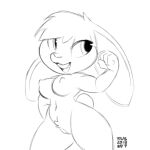  anthro biped breasts female genitals hair lagomorph leporid mammal monochrome nipples nude pussy rabbit simple_background solo white_background xylas 