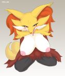  absurd_res anthro blush breasts canid canine delphox female fur hi_res inner_ear_fluff looking_at_viewer mammal ne_i_ro nintendo nude pok&eacute;mon pok&eacute;mon_(species) solo tongue tuft video_games 