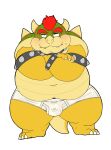  2021 96panda anthro balls_outline belly blush bowser bulge clothing cute_fangs genital_outline hi_res humanoid_hands kemono koopa male mario_bros navel nintendo overweight overweight_anthro overweight_male scalie simple_background solo underwear video_games white_background 