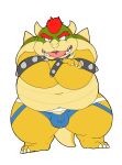  2021 96panda anthro balls_outline barely_visible_genitalia barely_visible_penis belly bowser bulge clothing cute_fangs genital_outline genitals hi_res humanoid_hands jockstrap kemono koopa male mario_bros navel nintendo overweight overweight_anthro overweight_male penis scalie simple_background solo tongue tongue_out underwear video_games white_background 