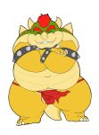  2021 96panda anthro asian_clothing balls belly blush bowser bulge clothing cute_fangs east_asian_clothing eyes_closed fundoshi genitals hi_res humanoid_hands japanese_clothing kemono koopa male mario_bros navel nintendo overweight overweight_anthro overweight_male scalie simple_background solo underwear video_games white_background 