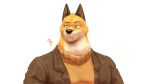  anthro brown_clothing canid canine clothed clothing fox fully_clothed fur half_body hi_res male mammal odd_taxi ookanyoufeelit pointy_eyes simple_background solo v_neck_sweater white_background yamamoto_(odd_taxi) 