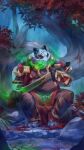  2021 artbyzephra blizzard_entertainment clothed clothing detailed_background digital_media_(artwork) feet fingers forest giant_panda hi_res male mammal melee_weapon night outside pandaren plant sitting sword toes tree ursid video_games warcraft weapon 