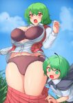  2girls antennae ascot bangs black_cape breasts buttons cape clothes_pull collared_shirt commentary_request field flat_chest flower flower_field frilled_skirt frills garden_of_the_sun green_eyes green_hair kazami_yuuka long_skirt long_sleeves lucky_pervert multiple_girls open_clothes open_shirt open_vest plaid plaid_skirt plaid_vest red_cape red_eyes red_skirt red_vest sadahiro_(chicken_nugget_gyuuniku_aji) shirt short_hair short_sleeves skirt skirt_pull skirt_set small_breasts sunflower tomboy touhou two-sided_cape two-sided_fabric underwear vest wavy_hair white_shirt wriggle_nightbug yellow_neckwear youkai 