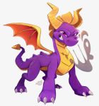  2021 absurd_res activision alaynakgray claws dragon feral hi_res horn male membrane_(anatomy) membranous_wings purple_body purple_eyes scalie signature simple_background smoke solo spyro spyro_the_dragon teeth video_games wings 