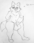  anthro balls big_balls big_penis bodily_fluids boo_be_drawing canid canine chest_tuft eyewear fox genital_fluids genitals glasses hi_res jay_(jaythefox333) male mammal penis precum seductive short_stack slightly_chubby smile solo thick_thighs tuft 