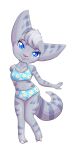  absurd_res amputee anthro beach bikini blue_eyes blush clothed clothing disability female fur hi_res kazifasari lombax mammal missing_arm navel pink_nose ratchet_and_clank ratchet_and_clank:_rift_apart rivet_(ratchet_and_clank) seaside skimpy smile solo sony_corporation sony_interactive_entertainment stripes swimwear video_games 