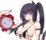  1girl architect_(girls_frontline) bikini black_hair blush breasts girls_frontline goliath_(girls_frontline) highres large_breasts long_hair pao_mian+dan pink_eyes smile solo swimsuit tongue tongue_out very_long_hair 