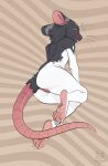  anthro anus black_body black_fur breasts butt claws feet female fur genitals grey_body grey_fur hi_res looking_at_viewer looking_back mammal murid murine paws phallusbro pink_eyes pink_paws plantigrade pussy rat rear_view rodent soles solo toes whiskers white_body white_fur 