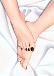  1girl barefoot black_nails feet foot_focus highres nail_polish original soles toenail_polish toes wcks0774 white_background 