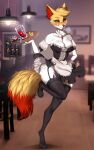  alcohol anthro beverage black_clothing black_legwear black_stockings blush braixen clothing cocktail female garter_straps hi_res legwear maid_uniform nintendo pok&eacute;mon pok&eacute;mon_(species) serving_tray sex_toy solo stockings uniform vibrator video_games zhadart 