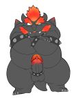 2021 96panda anthro balls belly black_body bowser bowser&#039;s_fury erection fury_bowser genitals hi_res kemono koopa male mario_bros nintendo overweight overweight_anthro overweight_male penis scalie simple_background solo video_games white_background 