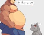  &lt;3 2021 anthro barely_visible_genitalia barely_visible_penis belly big_belly brown_body brown_fur bulge canid canine canis clothing domestic_dog duo english_text fur genitals grey_body grey_fur hi_res male mammal moobs multicolored_body multicolored_fur musclegut nipples overweight overweight_male penis tan_body tan_fur text two_tone_body two_tone_fur underwear vitashi 