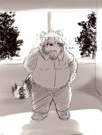  2021 ailurid anthro biped blush bottomwear clothing hi_res kemono kipchin_2nd00 male mammal overweight overweight_anthro overweight_male pants red_panda shirt sketch solo topwear 