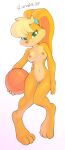  2017 3_toes 4_fingers absurd_res accessory anthro ball basketball_(ball) blonde_hair breasts camel_toe crombie feet female fingers fur genitals hair hair_accessory hairband hi_res lagomorph leporid lola_bunny looking_at_viewer looney_tunes mammal navel nipples nude pussy rabbit signature solo tan_body tan_fur teal_eyes toes warner_brothers 