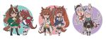  6+girls agnes_tachyon_(umamusume) ahoge animal_ears artist_request bangs black_gloves blunt_bangs boots brown_hair brown_headwear coat commentary_request daiwa_scarlet_(umamusume) ear_bow ear_ribbon epaulettes fang gloves gold_ship_(umamusume) grey_hair headpat high_ponytail horse_ears horse_girl horse_tail knee_boots labcoat long_hair mejiro_mcqueen_(umamusume) miniskirt multicolored_hair multiple_girls pillbox_hat red_eyes simple_background single_epaulette skirt sleeves_past_fingers sleeves_past_wrists streaked_hair sweater symboli_rudolf_(umamusume) tail test_tube tiara tokai_teio_(umamusume) twintails two-tone_hair umamusume very_long_hair white_coat white_footwear white_gloves white_hair white_skirt yellow_sweater 