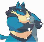  ambiguous_gender anonymous anthro anthrofied barazoku canid canine duo embrace greenendorf hug human larger_anthro larger_male lucario male mammal muscular muscular_male nintendo pok&eacute;mon pok&eacute;mon_(species) pok&eacute;morph size_difference smaller_ambiguous smaller_human video_games 