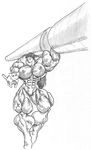  abs azumanga_daiou barbell extreme_muscles monochrome muscle muscles muscular naked nude sakaki topless weights 