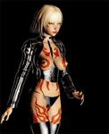  animated animated_gif black_panties blue_eyes bodypaint boots breasts breasts_apart choker copyright_request corset covered_nipples crotchless_panties jacket leather lowres medium_breasts panties solo thighhighs underwear webnbot 