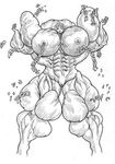 abs breasts extreme_muscles ghost_in_the_shell kusanagi_motoko monochrome muscle muscles muscular naked nude topless 